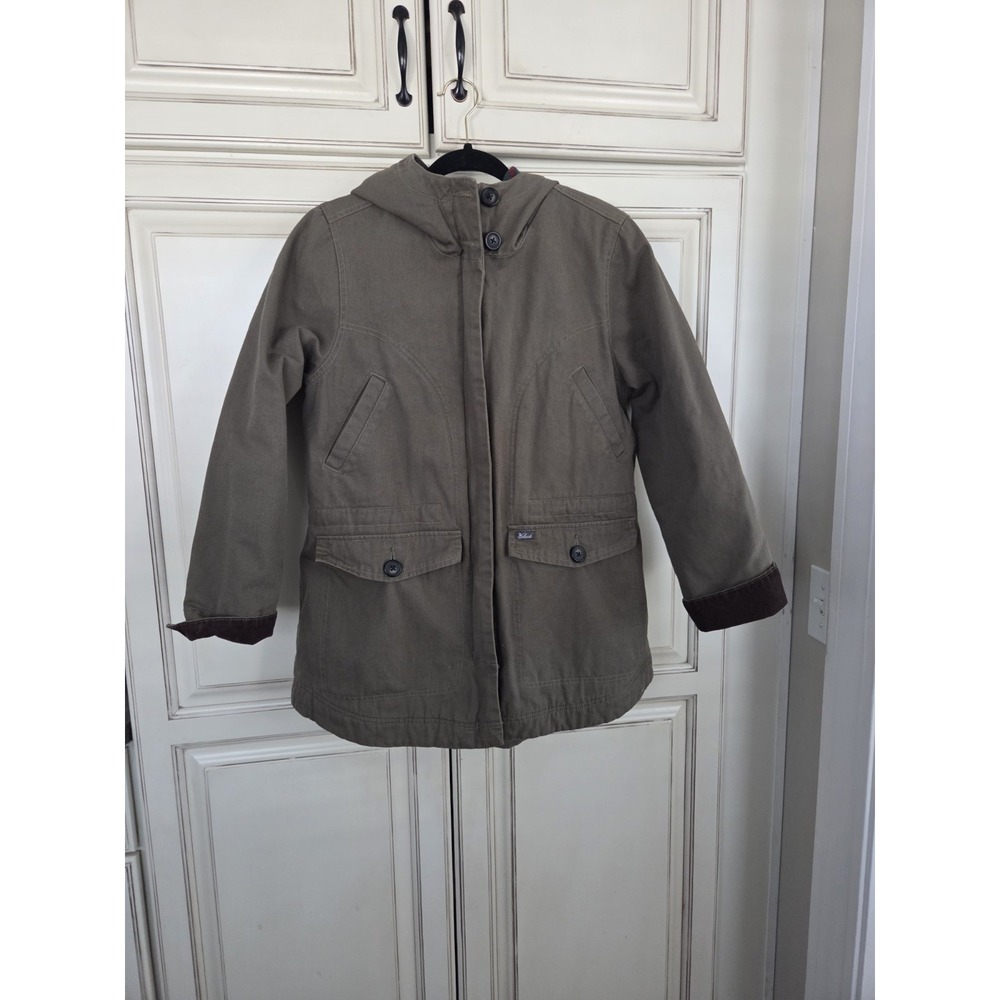 Woolrich Field Parka Blanket Lined Womens S/m Cinch Waist Coat Muted Olive Green